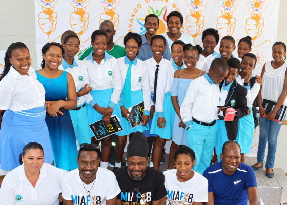 Youth group taking part in a Poetavango grassroots skills programme